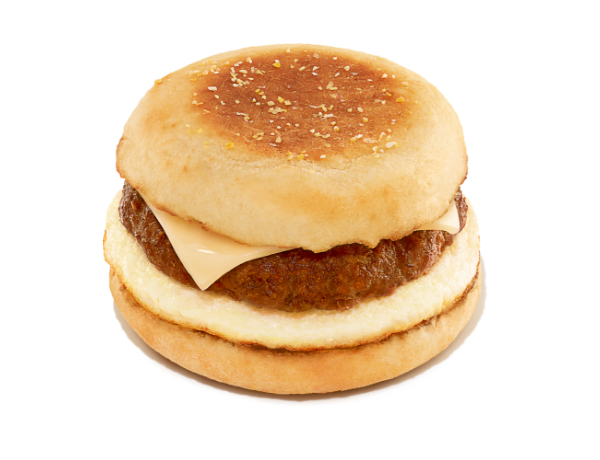A turkey sausage sandwich on an English muffin